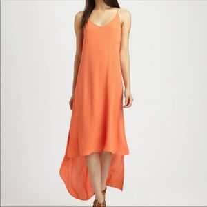 BCBGmaxAzria Vermillion Orange Cami Tank Racerback Assymetrical Slit Maxi Dress